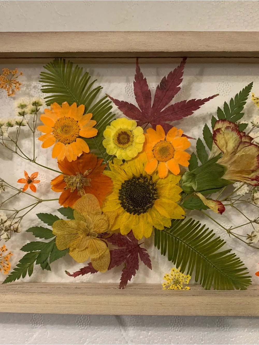 Autumn Pressed Flower Wall Art Set - Orange & Yellow 4”x. 6”